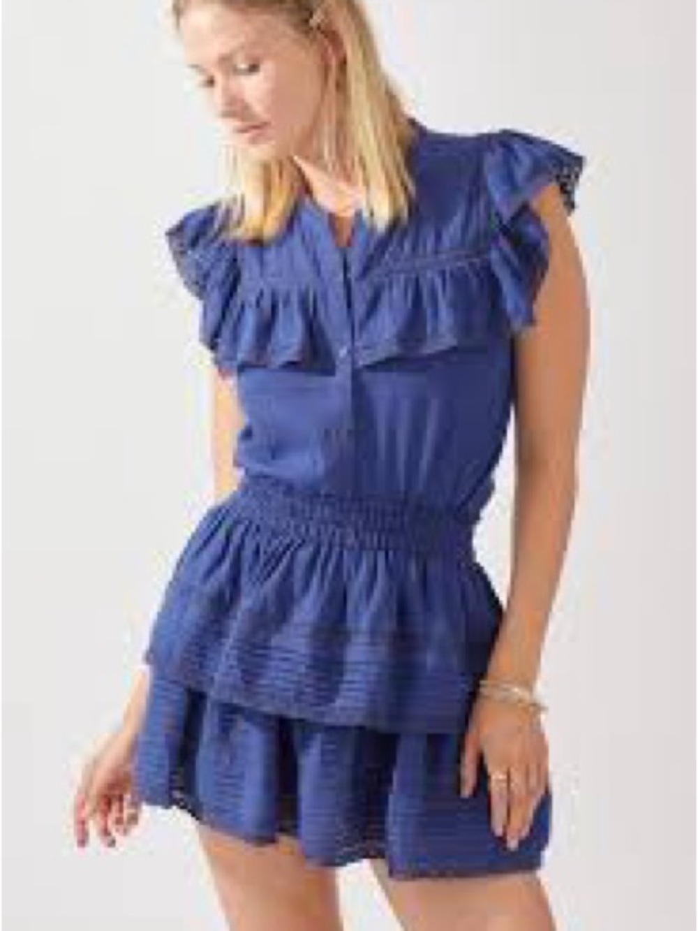 Blue Ruffled Skirt and Top Set
